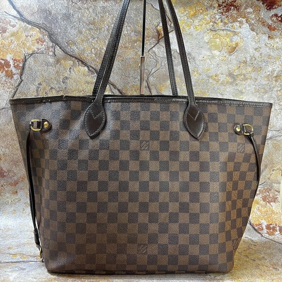 Louis Vuitton Neverfull MM Shoulder Bag Damier Ebene Tote Bag N51105 - Picture 1 of 14